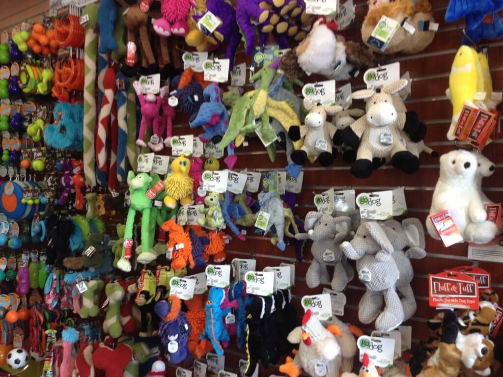 Taking a look at the dog toy selection