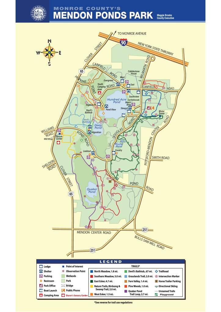 Mendon Ponds Park Map and Hiking Trails