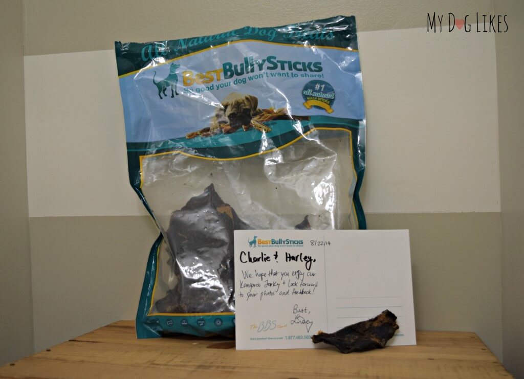 Our shipment of Kangaroo Jerky from Best Bully Sticks included a handwritten note!