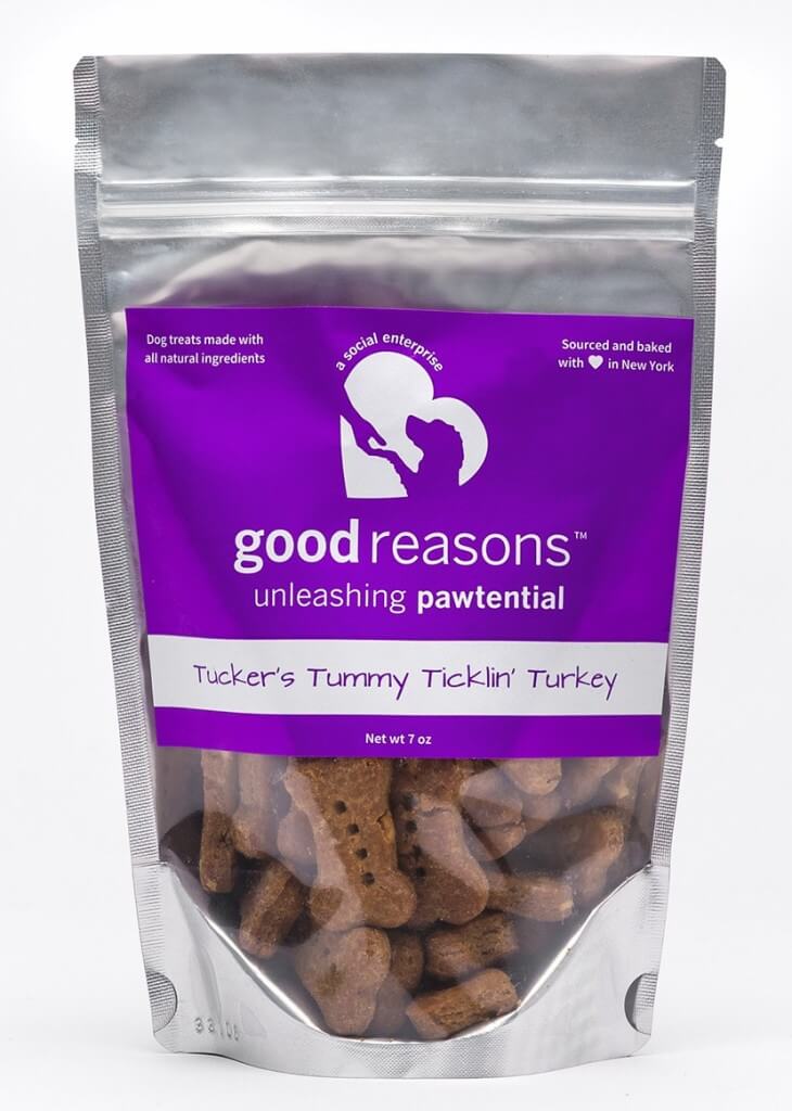 The latest flavor from our friends at Good Reasons Dog Treats - Tucker's Tummy Ticklin' Turkey. As with all their treats, made in the USA!