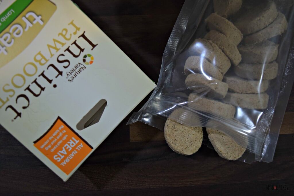 Taking a closer look at Nature's Variety Instinct Raw Boost dog treats. We have been feeding the Instinct diet for months now and wanted to give their treats a try!