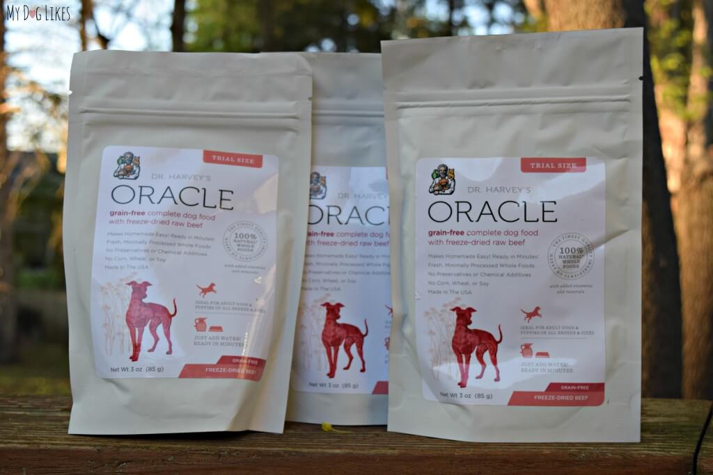 MyDogLikes reviews Dr. Harvey's Oracle dog food - a complete freeze dried raw diet.