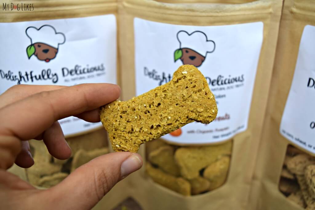 Delightfully Delicious' all natural dog biscuits are crunchy yet light and airy - a big distinction from many other treats on the market!