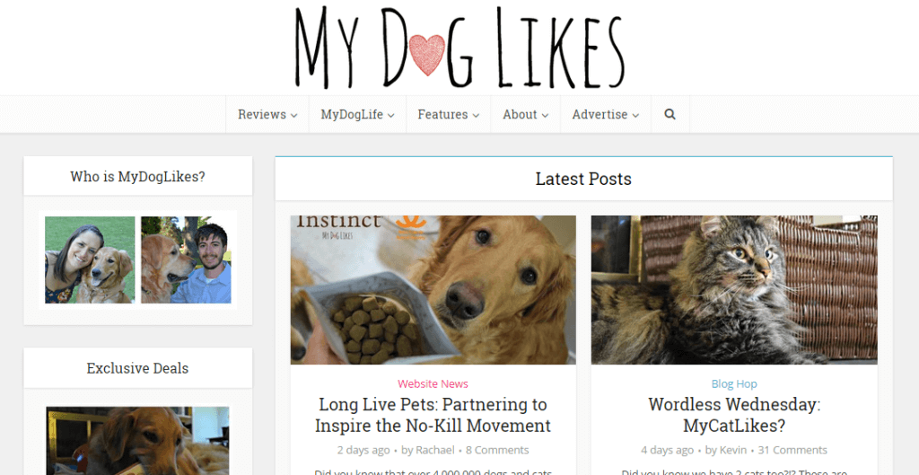 MyDogLikes as it appeared in March of 2015. Loving our new WordPress theme!