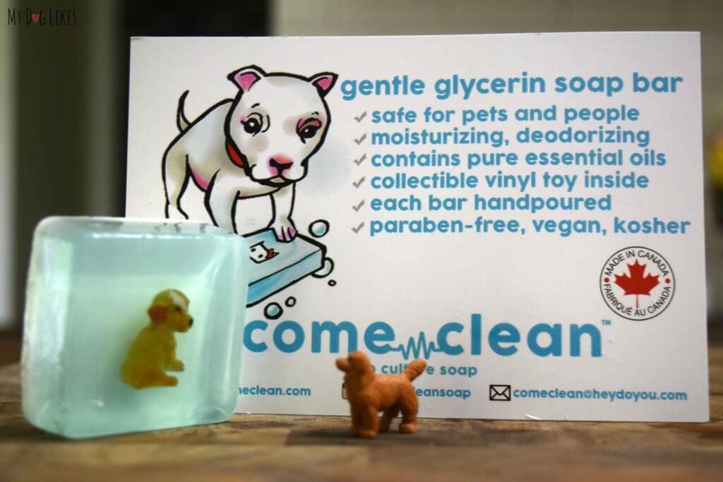 Come Clean soap is safe for pets and comes with an adorable figurine inside!