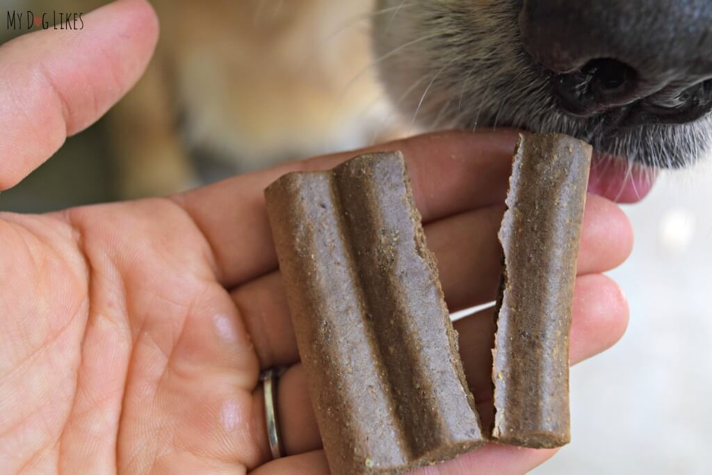YumZies dog treats are easy to break and thus easy to share!