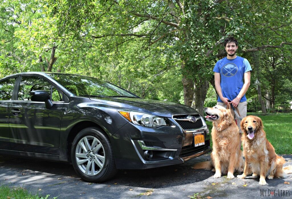 Getting ready to take the dogs on their first ride in our new Subaru Impreza!