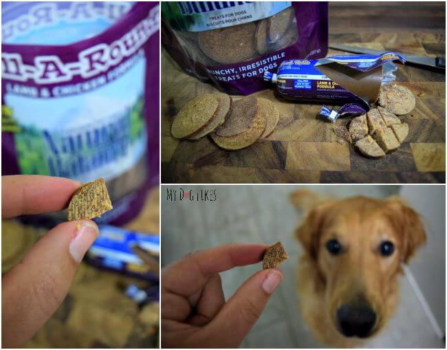 Breaking up Natural Balance Roll-a-Rounds quickly turns them into great dog training treats