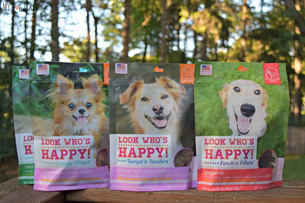 It is easy to spot Look Who's Happy Dog Treats on the shelves with a beautiful dog smile on every package!