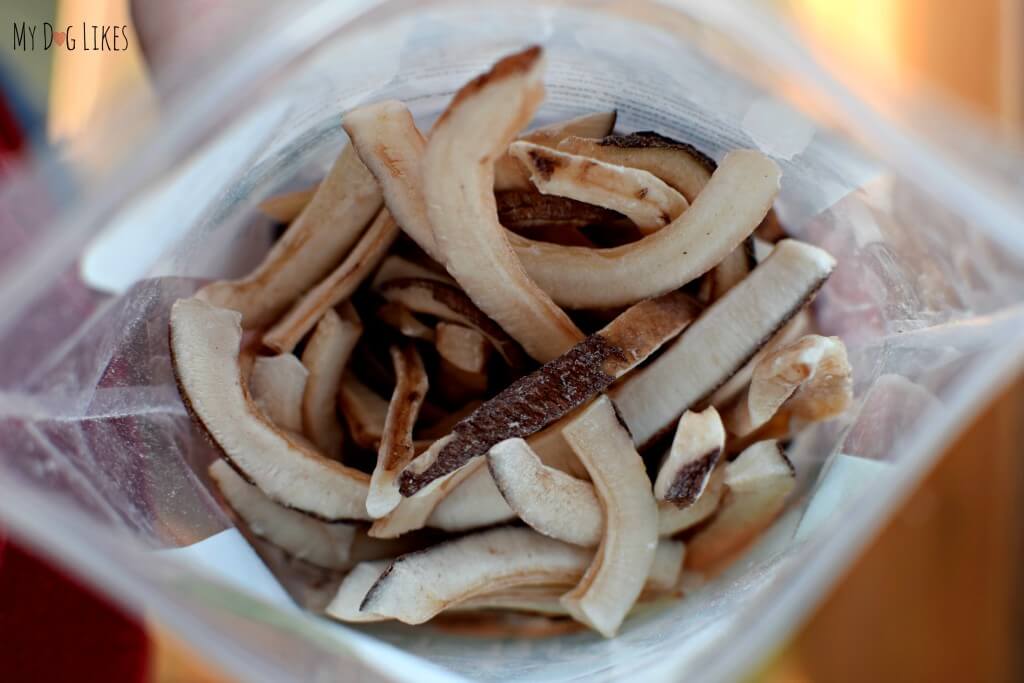 Looking into a fresh bag of Coconut Smiles dog treats