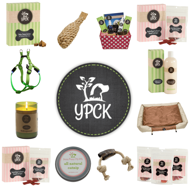 An assortment of pet products from Yuppy Puppy City Kitty