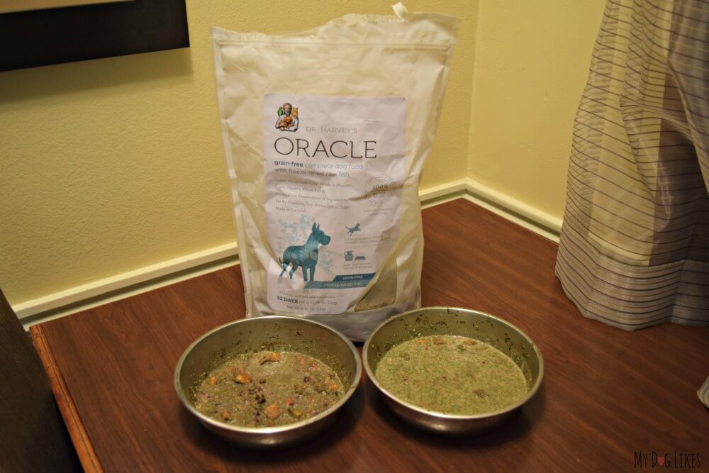 Dr. Harvey's Oracle is a freeze dried complete dog food and thus a great option for traveling with pets.