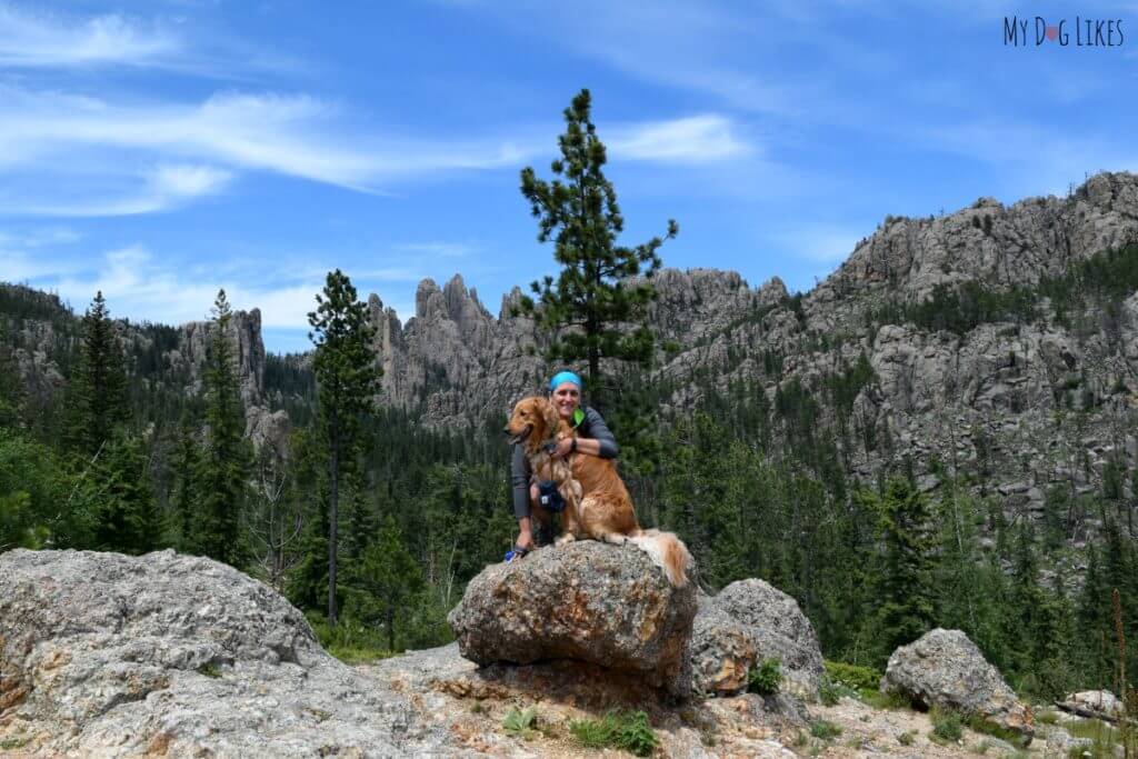 Posing in front of Cathedral Spires along Needles Highway