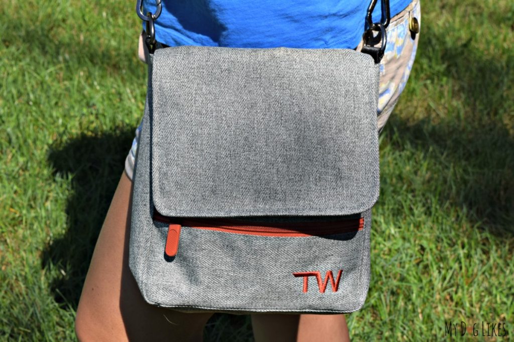 Showing off our Travel Wags Dog Walking Bag