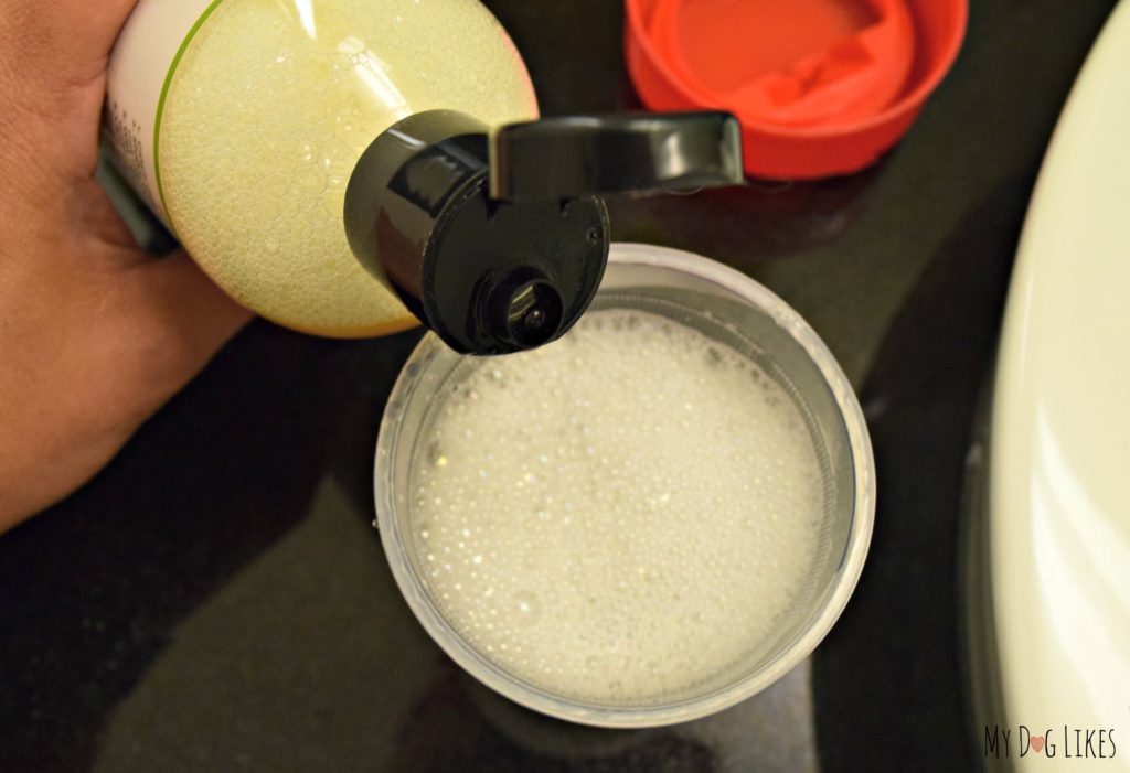 Mixing shampoo and water to creaty a "sudsy" solution
