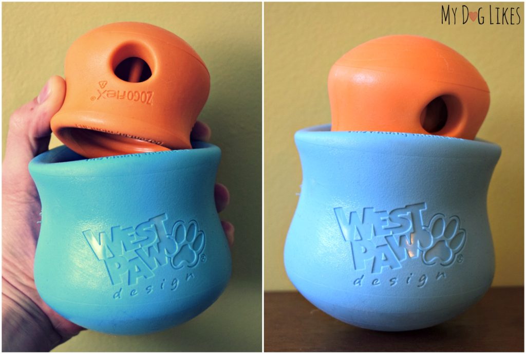 West Paw Zogoflex Toppl Dog Toy, Aqua Blue, Large