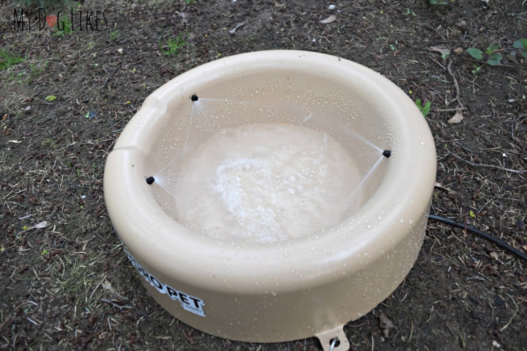 Our automatic dog water bowl filling via 3 water jets.
