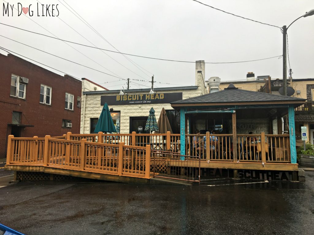 Biscuit Head's outdoor patio in West Asheville