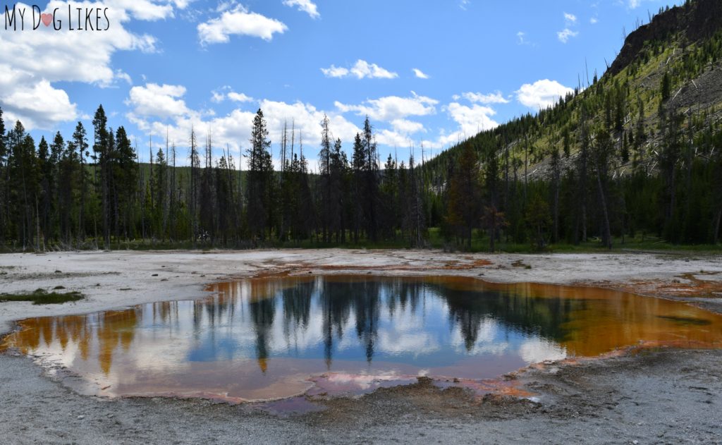 Colorful geyser basins in West Yellowstone 