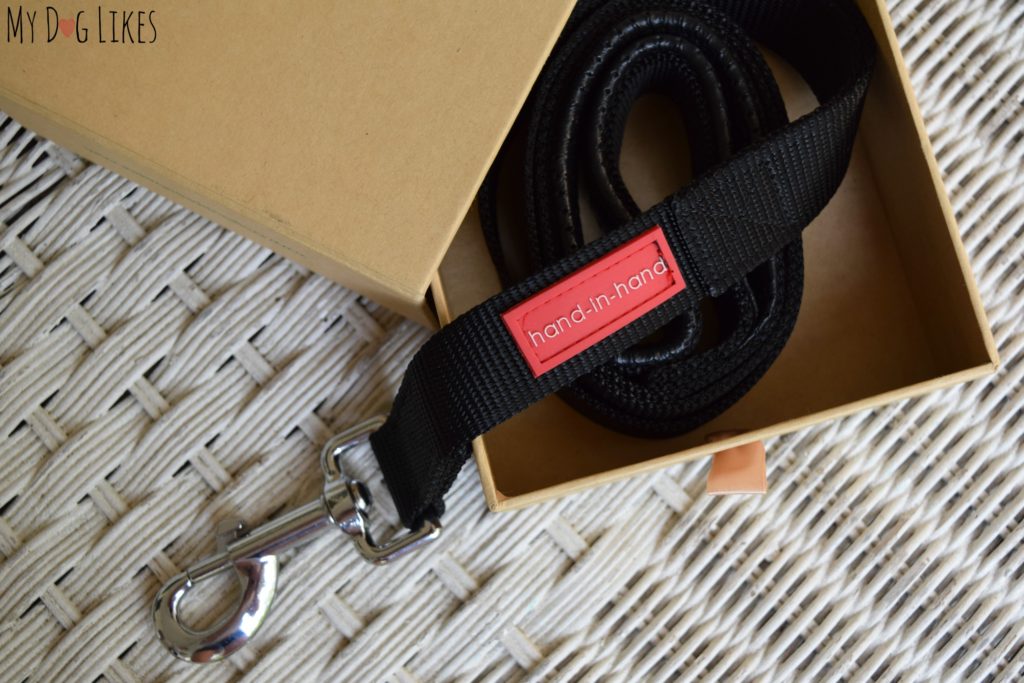 The Hand-in-Hand leash comes packaged neatly in a cardboard box