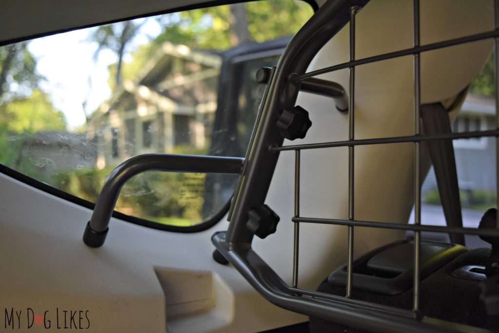 Powder coated steel frame fits perfectly against the cars interior molding