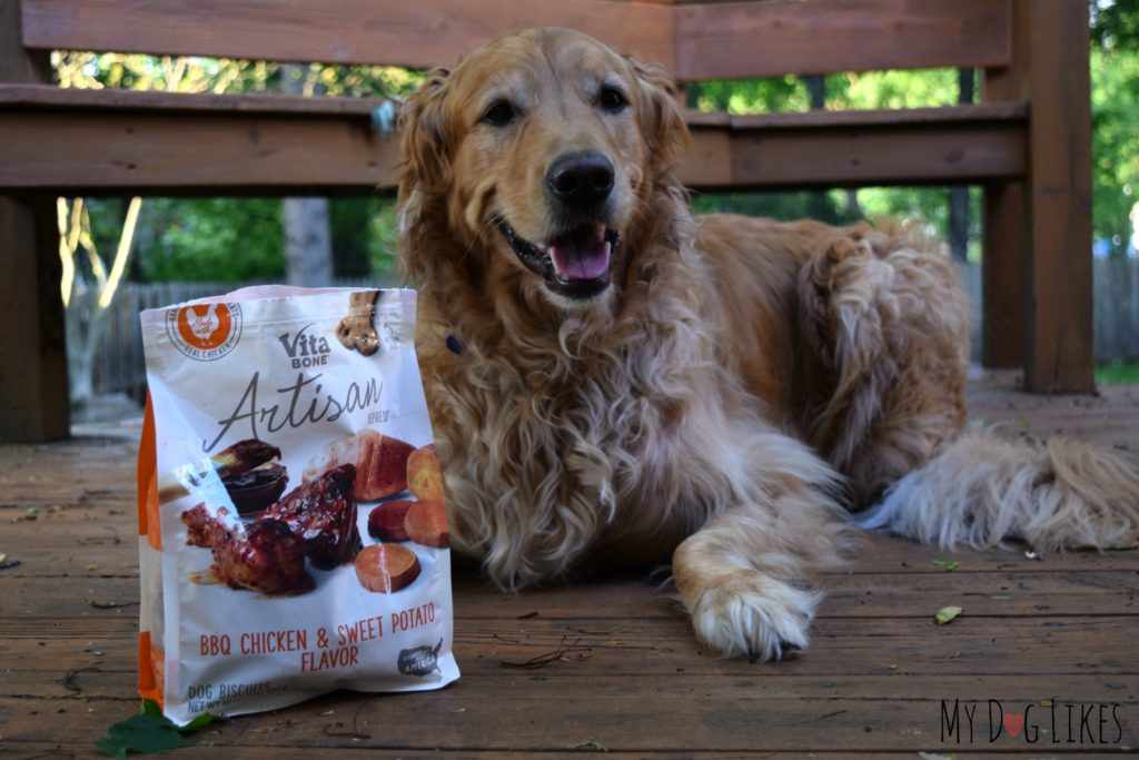 Charlie was all smiles after tasting these Vita Bone Dog Biscuits